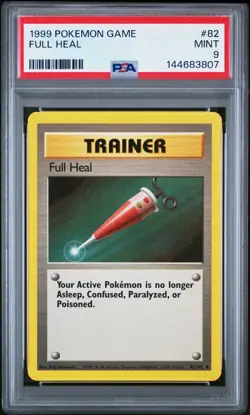 1999 POKEMON GAME BASE SET UNLIMITED #82 FULL HEAL PSA 9 MINT - Image 1