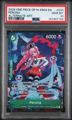 2026 ONE PIECE OP14-EB04-THE AZURE SEA'S SEVEN ALTERNATE ART #033 PERONA PSA 10 - Image 1