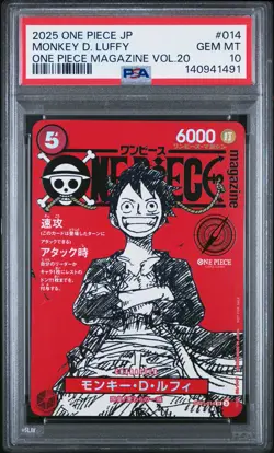 2025 ONE PIECE JPN PROMOS ONE PIECE MAGAZINE VOL.20 #014 MONKEY D. LUFFY PSA 10 - Image 1