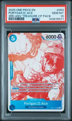 2025 ONE PIECE 3RD ANNIVERSARY! #053 PORTGAS D. ACE PSA 10 - Image 1