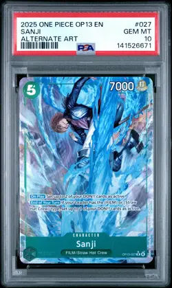 2025 ONE PIECE OP13-CARRYING ON HIS WILL ALTERNATE ART #027 SANJI PSA 10 - Image 1