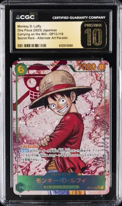 2025 ONE PIECE JPN #OP13-118 MONKEY D. LUFFY CGC 10 PRISTINE - Image 1