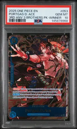2025 ONE PIECE 3RD ANV TOURNAMENT 3 BROTHERS PACK WINNER PORTGAS D. ACE PSA 10 - Image 1