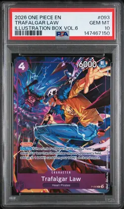 2026 ONE PIECE PROMOS ILLUSTRATION BOX VOL.6 #093 TRAFALGAR LAW PSA 10 - Image 1