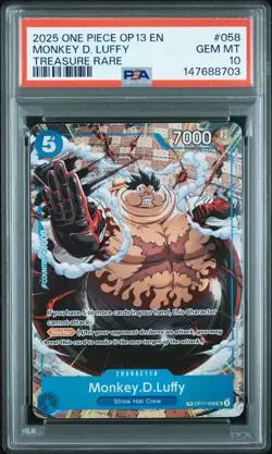 2025 ONE PIECE OP13-CARRYING ON HIS WILL TREASURE RARE MONKEY D. LUFFY PSA 10 - Image 1