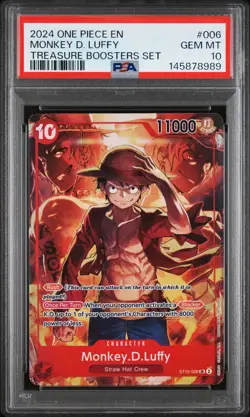 2024 ONE PIECE PROMOS TREASURE BOOSTERS SET #006 MONKEY D. LUFFY PSA 10 - Image 1