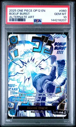 2025 One Piece OP12 En Boeuf Burst Alternate Art #060 PSA 10 Gem Mint - Image 1