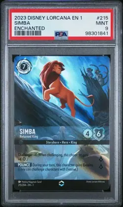 2023 Disney Lorcana First Chapter: Simba Returned King 215/204 ENCHANTED PSA 9 - Image 1