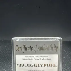 Burger King Pokemon 23K Gold Plated Trading Card JigglyPuff W/COA Plastic Case - Image 5