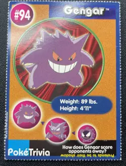 Pokemon PokeTrivia Gengar #94 Burger King The First Movie 1999 Promo Card MP/DMG - Image 1