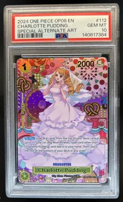 2024 One Piece Charlotte Pudding Special Card Alt Art #OP03-112 PSA 10 - Image 1