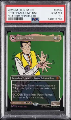 2025 MTG MARVEL'S SPIDER-MAN BORDERLESS AMAZING SPIDER-MAN/PETER PARKER PSA 10 - Image 1