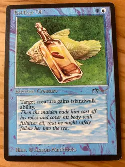 Magic the Gathering MTG Arabian Nights Fishliver Oil Dark LP (Beta Bob) - Image 1