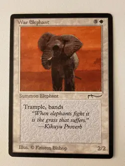 Magic the Gathering MTG Arabian Nights War Elephant Dark LP (Beta Bob) - Image 1