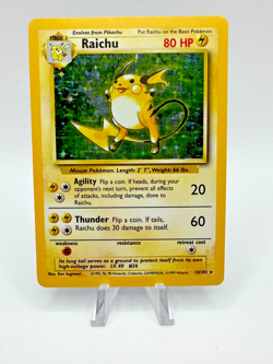 Pokemon TCG Base Set Raichu Holo Rare Card 14/102 Vintage LP Condition - Image 1