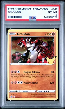 2021 POKEMON CELEBRATIONS #017 GROUDON PSA 8 - Image 1