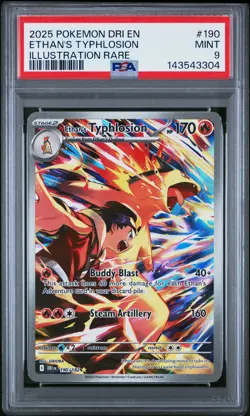 2025 POKEMON DRI EN-DESTINED RIVALS ILLUSTRATION RARE ETHAN'S TYPHLOSION PSA 9 - Image 1