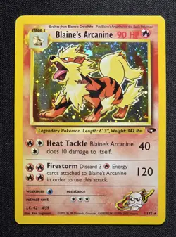 [MP] Blaine's Arcanine 1/132 Gym Challenge Holo Vintage Pokemon - Image 1