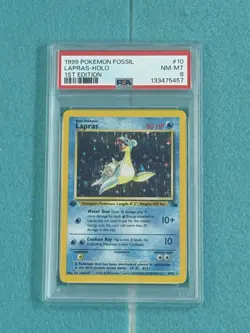 1999 Pokemon Fossil Lapras Holo 1st Edition #10 PSA 8 - Image 1