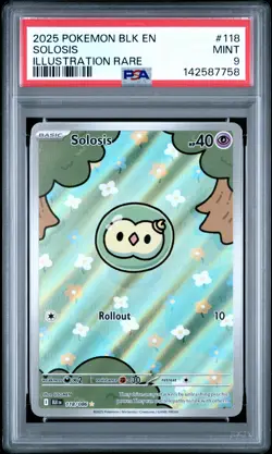 2025 POKEMON BLK EN-BLACK BOLT ILLUSTRATION RARE #118 SOLOSIS PSA 9 - Image 1