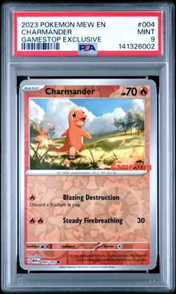 2023 POKEMON MEW EN-151 GAMESTOP EXCLUSIVE #004 CHARMANDER PSA 9 - Image 1