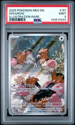 2025 POKEMON MEG EN-MEGA EVOLUTION ILLUSTRATION RARE #151 SPEAROW PSA 9 - Image 1