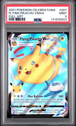 2021 POKEMON CELEBRATIONS #007 FULL ART/FLYING PIKACHU VMAX PSA 9 - Image 1