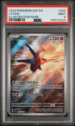 2024 POKEMON SSP EN-SURGING SPARKS ILLUSTRATION RARE #203 LATIOS PSA 9 - Image 1