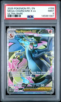 2025 POKEMON PFL EN-PHANTASMAL FLAMES ULTRA RARE #109 MEGA CHARIZARD X EX PSA 9 - Image 1