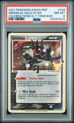 2021 POKEMON SWSH BLACK STAR PROMO #144 GRENINJA-GOLD STAR PSA 8 - Image 1