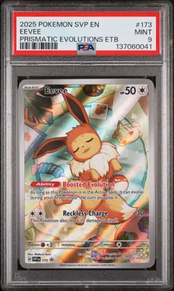 2025 POKEMON PRISMATIC EVOLUTIONS ELITE TRAINER BOX PROMO #173 EEVEE PSA 9 - Image 1