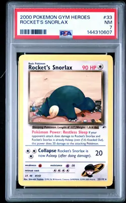 2000 POKEMON GYM HEROES #33 ROCKET'S SNORLAX PSA 7 - Image 1
