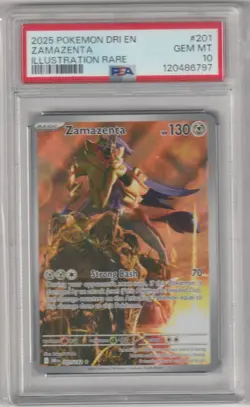 2025 ZAMAZENTA POKEMON DESTINED RIVALS BASIC ILLUSTRATION RARE #201/182 PSA 10 - Image 1