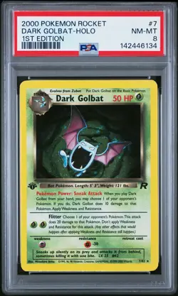 2000 POKEMON ROCKET 1ST EDITION #7 DARK GOLBAT-HOLO PSA 8 - Image 1