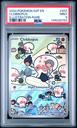2024 POKEMON SSP EN-SURGING SPARKS ILLUSTRATION RARE #207 CLOBBOPUS PSA 9 - Image 1