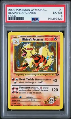 2000 POKEMON GYM CHALLENGE HOLO #1 BLAINE'S ARCANINE PSA 6 - Image 1