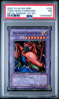 2002 YU-GI-OH! MRD-METAL RAIDERS 1ST ED #120 TWIN-HEADED THUNDER DRAGON PSA 7 - Image 1