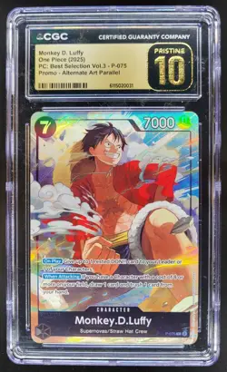 2025 ONE PIECE MONKEY D. LUFFY PROMO ALT ART P-075 CGC 10 PRISTINE A PT - Image 1