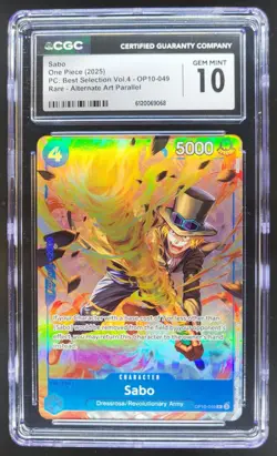 2025 One Piece Sabo Rare Alt Art Best Selection OP10-049 CGC 10 PRISTINE B PT - Image 1