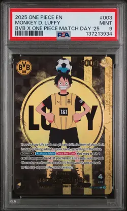 2025 ONE PIECE PROMOS BVB X ONE PIECE MATCH DAY 2025 #003 MONKEY D. LUFFY PSA 9 - Image 1
