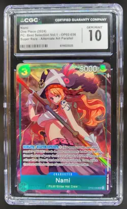 2024 ONE PIECE NAMI SUPER RARE ALTERNATE ART OP02-036 CGC 10 B PT - Image 1