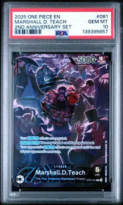 2025 ONE PIECE ENGLISH VERSION 2ND ANV SET #081 MARSHALL D. TEACH PSA 10 - Image 1