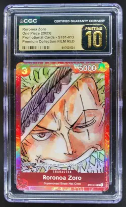 2023 One Piece Premium Collection FILM RED Roronoa Zoro CGC 10 PRISTINE B PT - Image 1
