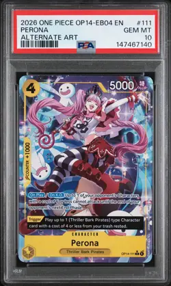 2026 ONE PIECE OP14-EB04-THE AZURE SEA'S SEVEN ALTERNATE ART #111 PERONA PSA 10 - Image 1
