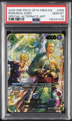 2026 ONE PIECE OP14-EB04-THE AZURE SEA'S SEVEN #006 RORONOA ZORO PSA 10 - Image 1