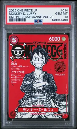 2025 ONE PIECE JPN PROMOS ONE PIECE MAGAZINE VOL.20 #014 MONKEY D. LUFFY PSA 10 - Image 1