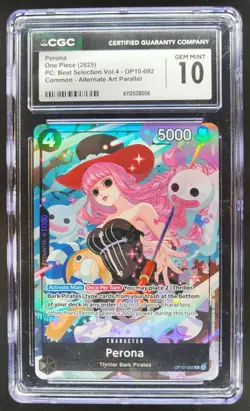 2025 One Piece Best Selection Vol.4 Perona Rare Alt Art #OP10-092 CGC 10 PT - Image 1
