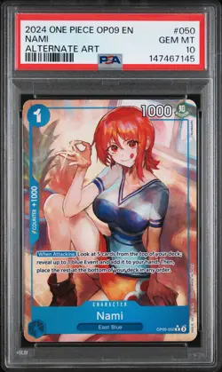 2024 ONE PIECE OP09-EMPERORS IN THE NEW WORLD ALTERNATE ART #050 NAMI PSA 10 - Image 1