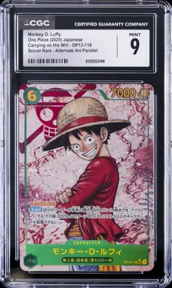 2025 ONE PIECE JPN CARRYING ON HIS WILL #OP13-118 MONKEY D. LUFFY CGC 9 - Image 1