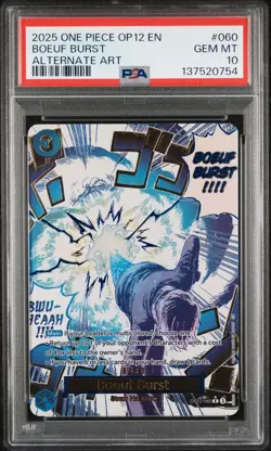 2025 ONE PIECE OP12-LEGACY OF THE MASTER ALTERNATE ART #060 BOEUF BURST PSA 10 - Image 1